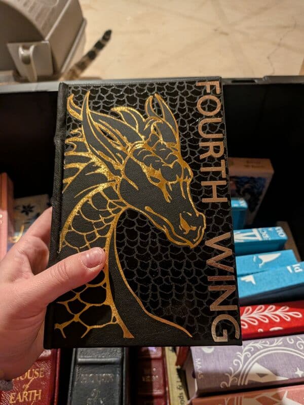 Fourth Wing leather-bound custom rebind